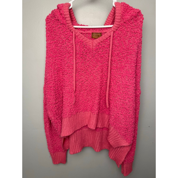 POL Tops - Women's POLIM Pink Textured Hoodie Sweater Size M